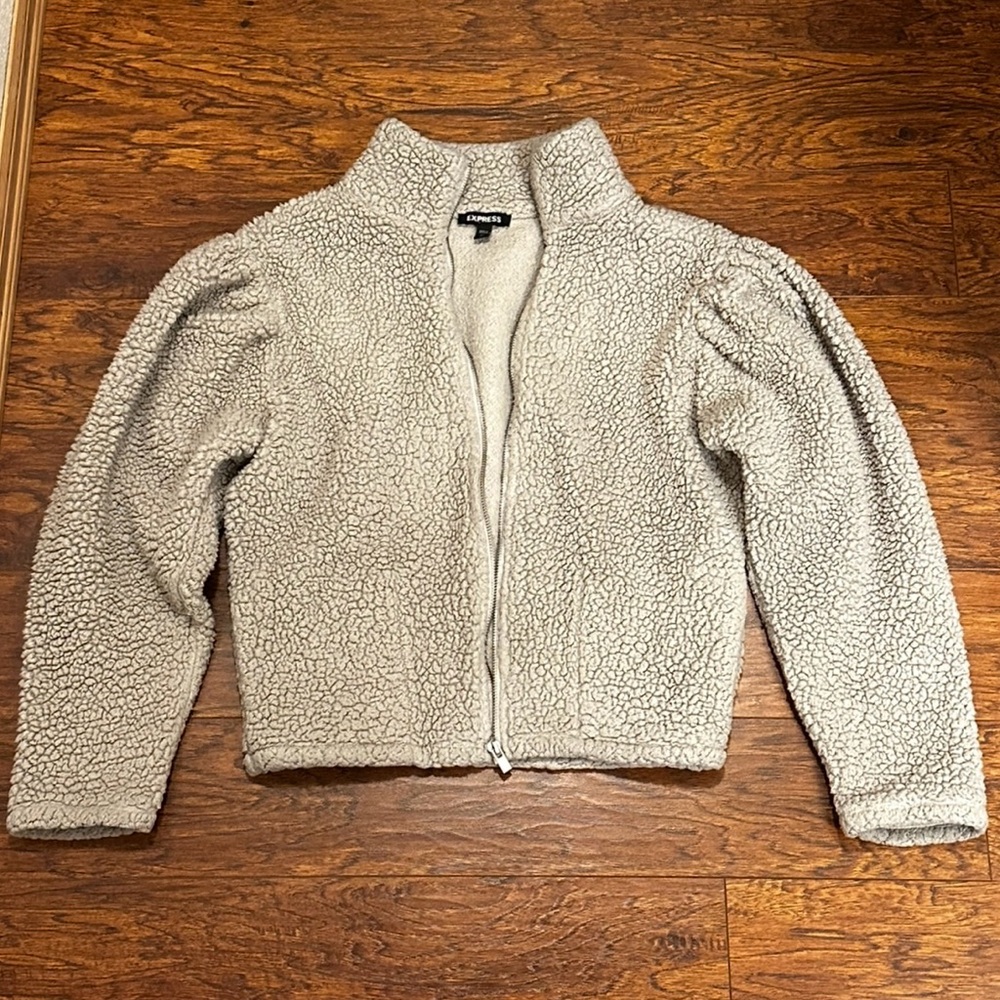 Express Sherpa Puff Sleeve Jacket